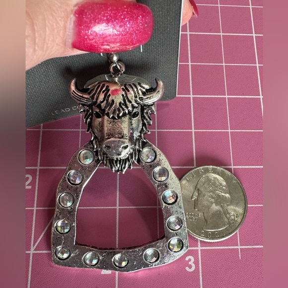 ❤️NWT BOUTIQUE   BUFFALO LITTLE ROCK HAMMERED CRYSTAL EARRINGS - Picture 2 of 2